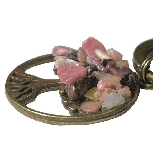 Tree Of Life Natural Stone Keychain Made with Various Healing Stones - Picture 6 of 9